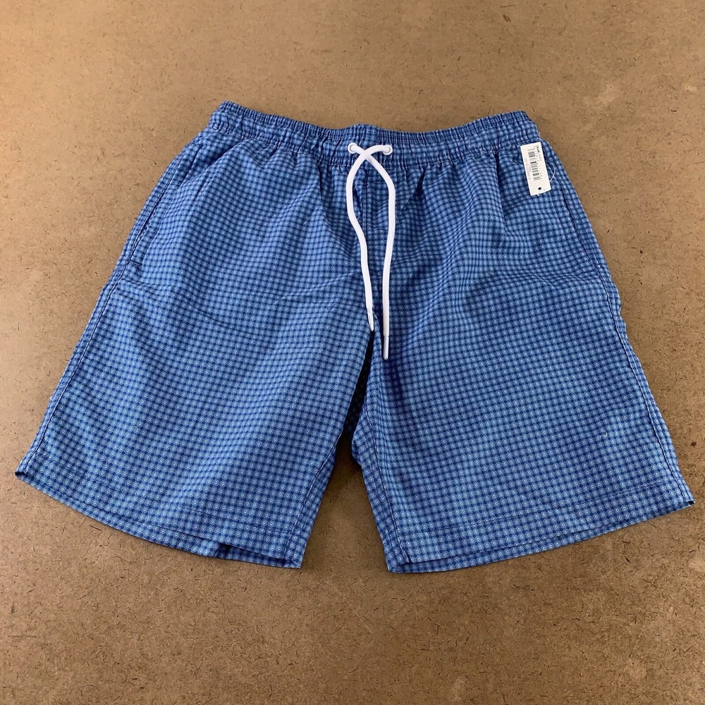 Amazon Essentials Men's Medium Blue Printed 9" Lined Quick-Dry Swim Trunks NWT